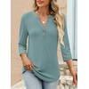 image:imageANRABESS Women 34 Sleeve Shirt V Neck Henley TopsCadet Blue