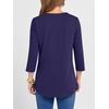 image:imageANRABESS Women 34 Sleeve Shirt V Neck Henley TopsDark Blue