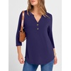image:imageANRABESS Women 34 Sleeve Shirt V Neck Henley TopsDark Blue