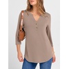 image:imageANRABESS Women 34 Sleeve Shirt V Neck Henley TopsKhaki