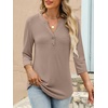 image:imageANRABESS Women 34 Sleeve Shirt V Neck Henley TopsKhaki