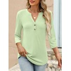 image:imageANRABESS Women 34 Sleeve Shirt V Neck Henley TopsLight Green