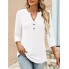 image:imageANRABESS Women 34 Sleeve Shirt V Neck Henley TopsWhite