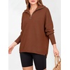 image:imageANRABESS Women Long Sleeve Quarter Zip Pullover Fall SweaterCaramel