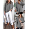 image:imageANRABESS Women Long Sleeve Quarter Zip Pullover Fall SweaterDark Grey