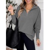 image:imageANRABESS Women Long Sleeve Quarter Zip Pullover Fall SweaterDark Grey