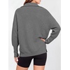 image:imageANRABESS Women Long Sleeve Quarter Zip Pullover Fall SweaterDark Grey