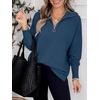 image:imageANRABESS Women Long Sleeve Quarter Zip Pullover Fall SweaterDeep Blue
