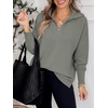 image:imageANRABESS Women Long Sleeve Quarter Zip Pullover Fall SweaterGrey Grass Green