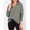 image:imageANRABESS Women Long Sleeve Quarter Zip Pullover Fall SweaterGrey Grass Green