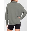 image:imageANRABESS Women Long Sleeve Quarter Zip Pullover Fall SweaterGrey Grass Green