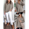 image:imageANRABESS Women Long Sleeve Quarter Zip Pullover Fall SweaterGrey Khaki