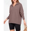 image:imageANRABESS Women Long Sleeve Quarter Zip Pullover Fall SweaterNutmeg
