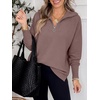 image:imageANRABESS Women Long Sleeve Quarter Zip Pullover Fall SweaterNutmeg