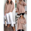 image:imageANRABESS Women Long Sleeve Quarter Zip Pullover Fall SweaterPeach Brown