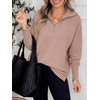 image:imageANRABESS Women Long Sleeve Quarter Zip Pullover Fall SweaterPeach Brown