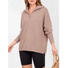 image:imageANRABESS Women Long Sleeve Quarter Zip Pullover Fall SweaterPeach Brown