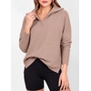 image:imageANRABESS Women Long Sleeve Quarter Zip Pullover Fall SweaterPeach Brown