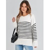 image:imageANRABESS Women Oversized Cozy Knit Sweaters 2026 Fall Fashion OutfitsBlack White Stripes
