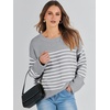 image:imageANRABESS Women Oversized Cozy Knit Sweaters 2026 Fall Fashion OutfitsGrey White Stripe