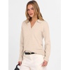 image:imageANRABESS Women Polo V Neck Lightweight Fall SweatersAlmond