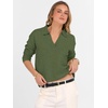 image:imageANRABESS Women Polo V Neck Lightweight Fall SweatersArmy Green