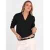 image:imageANRABESS Women Polo V Neck Lightweight Fall SweatersBlack