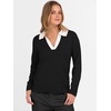 image:imageANRABESS Women Polo V Neck Lightweight Fall SweatersBlack White