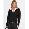 image:imageANRABESS Women Polo V Neck Lightweight Fall SweatersBlack White