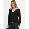 image:imageANRABESS Women Polo V Neck Lightweight Fall SweatersBlack White