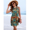 image:imageANRABESS Women Swimsuit Cover Up Summer Bathing SuitsOrange Red Blue Leaf