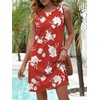 image:imageANRABESS Women Swimsuit Cover Up Summer Bathing SuitsRed White Peonies
