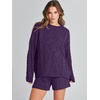 image:imageANRABESS Womens 2 Piece Outfits Fall Sweater Lounge SetsPurple