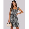 image:imageANRABESS Womens Casual Summer Dress Boho Smocked Beach Cute Teen SundressFloral Black White