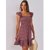 image:imageANRABESS Womens Casual Summer Dress Boho Smocked Beach Cute Teen SundressFloral Red Pink