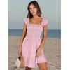 image:imageANRABESS Womens Casual Summer Dress Boho Smocked Beach Cute Teen SundressPrint Floral Pink