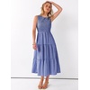 image:imageANRABESS Womens Casual Summer Dress Gingham Smocked Midi Teacher Sundress