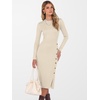 image:imageANRABESS Womens Fall Long Sleeve Ribbed Knit Bodycon Midi Sweater DressBeige