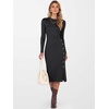 image:imageANRABESS Womens Fall Long Sleeve Ribbed Knit Bodycon Midi Sweater DressBlack