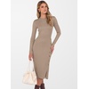 image:imageANRABESS Womens Fall Long Sleeve Ribbed Knit Bodycon Midi Sweater DressTan