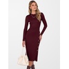 image:imageANRABESS Womens Fall Long Sleeve Ribbed Knit Bodycon Midi Sweater DressWine Red