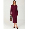 image:imageANRABESS Womens Fall Long Sleeve Ribbed Knit Midi DressesBurgundy
