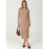 image:imageANRABESS Womens Fall Long Sleeve Ribbed Knit Midi DressesTan
