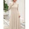 image:imageANRABESS Womens Fall Ribbed Knit Mock Neck Long Sleeve Midi DressBeige