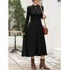 image:imageANRABESS Womens Fall Ribbed Knit Mock Neck Long Sleeve Midi DressBlack