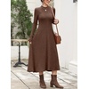image:imageANRABESS Womens Fall Ribbed Knit Mock Neck Long Sleeve Midi DressBrown