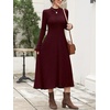 image:imageANRABESS Womens Fall Ribbed Knit Mock Neck Long Sleeve Midi DressBurgundy