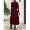 image:imageANRABESS Womens Fall Ribbed Knit Mock Neck Long Sleeve Midi DressBurgundy
