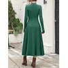 image:imageANRABESS Womens Fall Ribbed Knit Mock Neck Long Sleeve Midi DressDeep Green