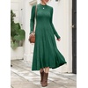 image:imageANRABESS Womens Fall Ribbed Knit Mock Neck Long Sleeve Midi DressDeep Green